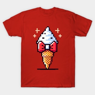 8-Bit Retro Ice Cream Bow Tie - Pixel Dessert T-Shirt